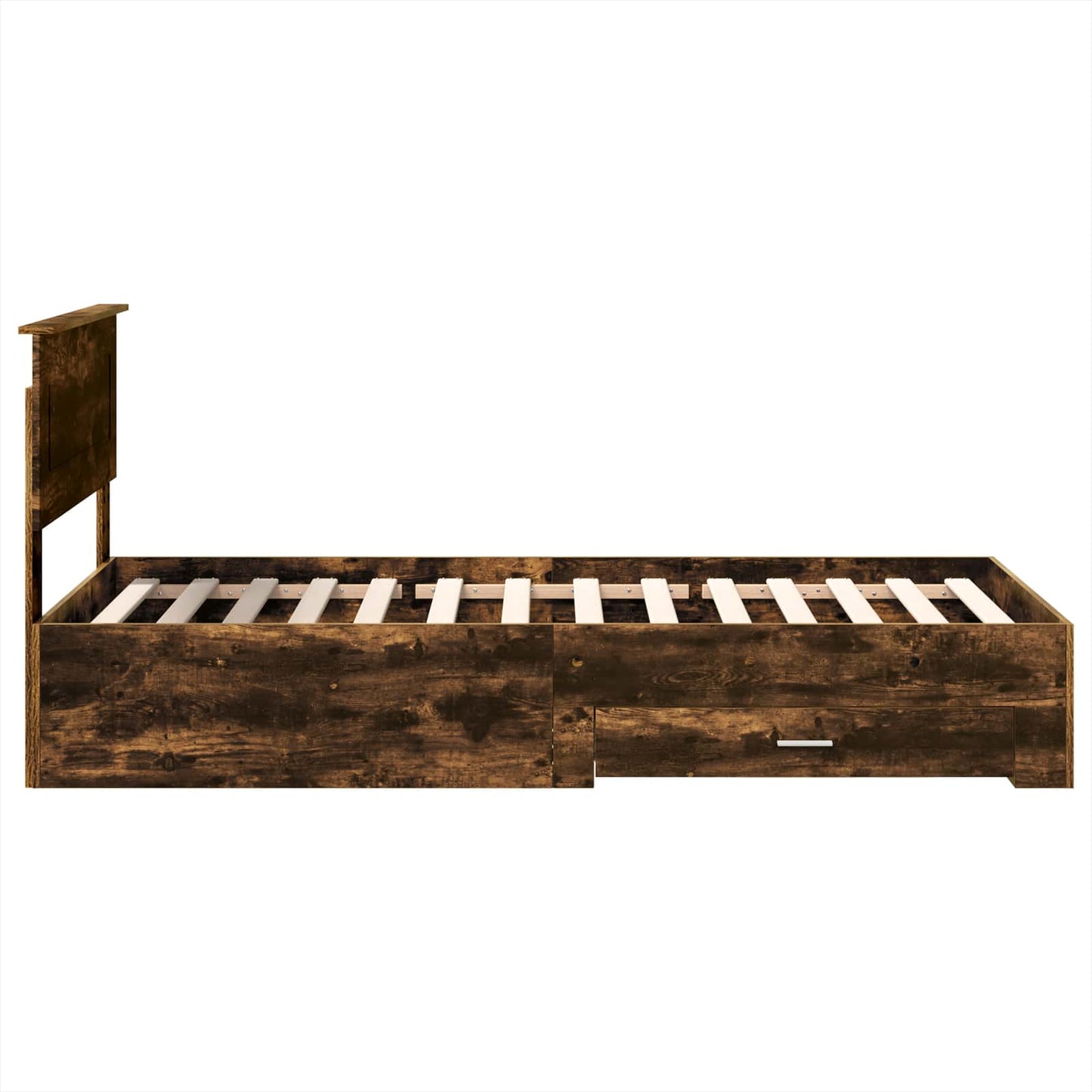Bed Frame with Drawer Smoked Oak 100 x 200 cm Engineered Wood