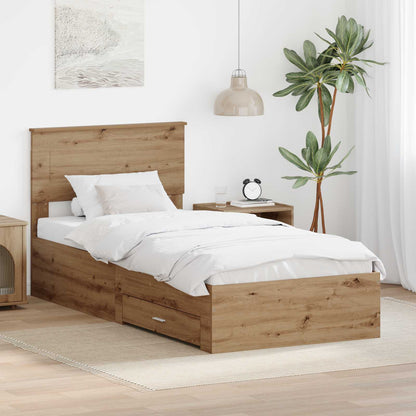 Bed Frame with Drawer Artisan Oak 100 x 200 cm Engineered Wood