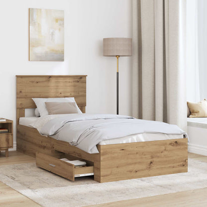 Bed Frame with Drawer Artisan Oak 100 x 200 cm Engineered Wood