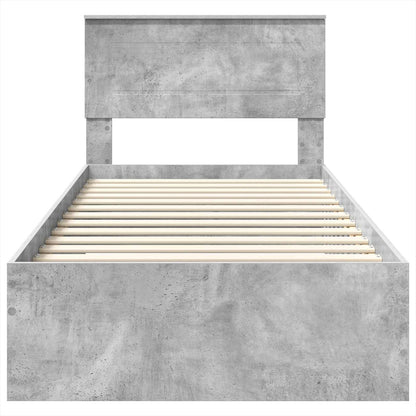 Bed Frame with Drawer Concrete Grey 90 x 190 cm Engineered Wood