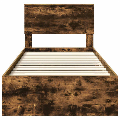 Bed Frame with Headboard Smoked Oak 90 x 190 cm Engineered Wood