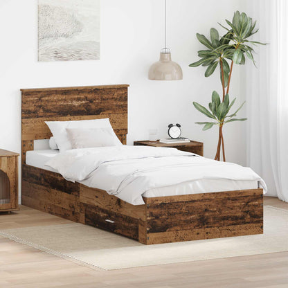 Bed Frame with Headboard Old Wood 90 x 190 cm Engineered Wood