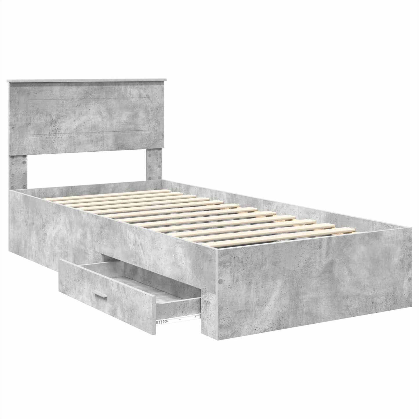 Bed Frame with Drawer Concrete Grey 90 x 200 cm Engineered Wood