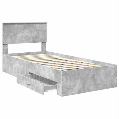 Bed Frame with Drawer Concrete Grey 90 x 200 cm Engineered Wood