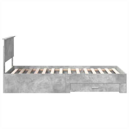 Bed Frame with Drawer Concrete Grey 90 x 200 cm Engineered Wood
