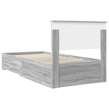 Bed Frame with Drawer Grey Sonoma 90 x 200 cm Engineered Wood