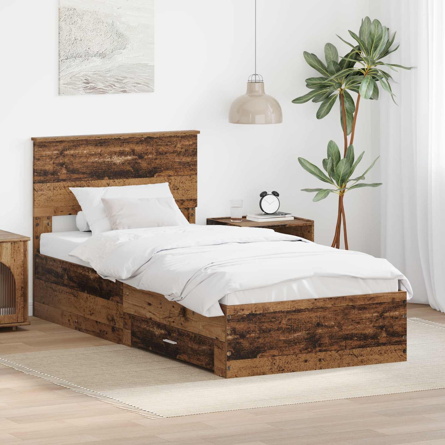 Bed Frame with Headboard Old Wood 90 x 200 cm Engineered Wood