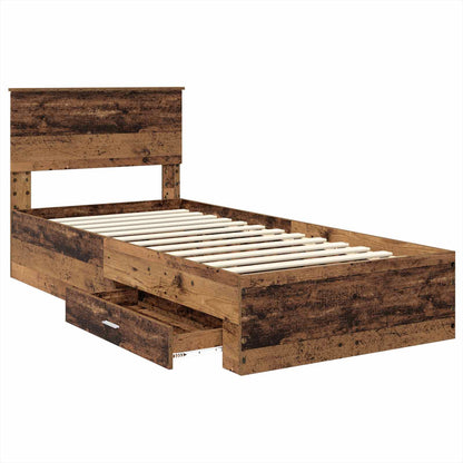 Bed Frame with Headboard Old Wood 90 x 200 cm Engineered Wood