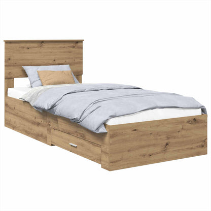 Bed Frame with Drawer Artisan Oak 90 x 200 cm Engineered Wood