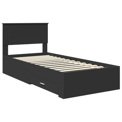 Bed Frame Black and Silver 75 x 190 cm Engineered Wood