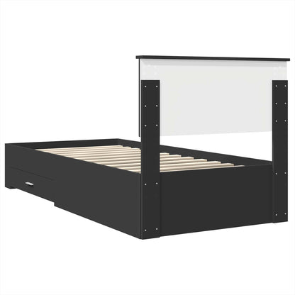 Bed Frame Black and Silver 75 x 190 cm Engineered Wood