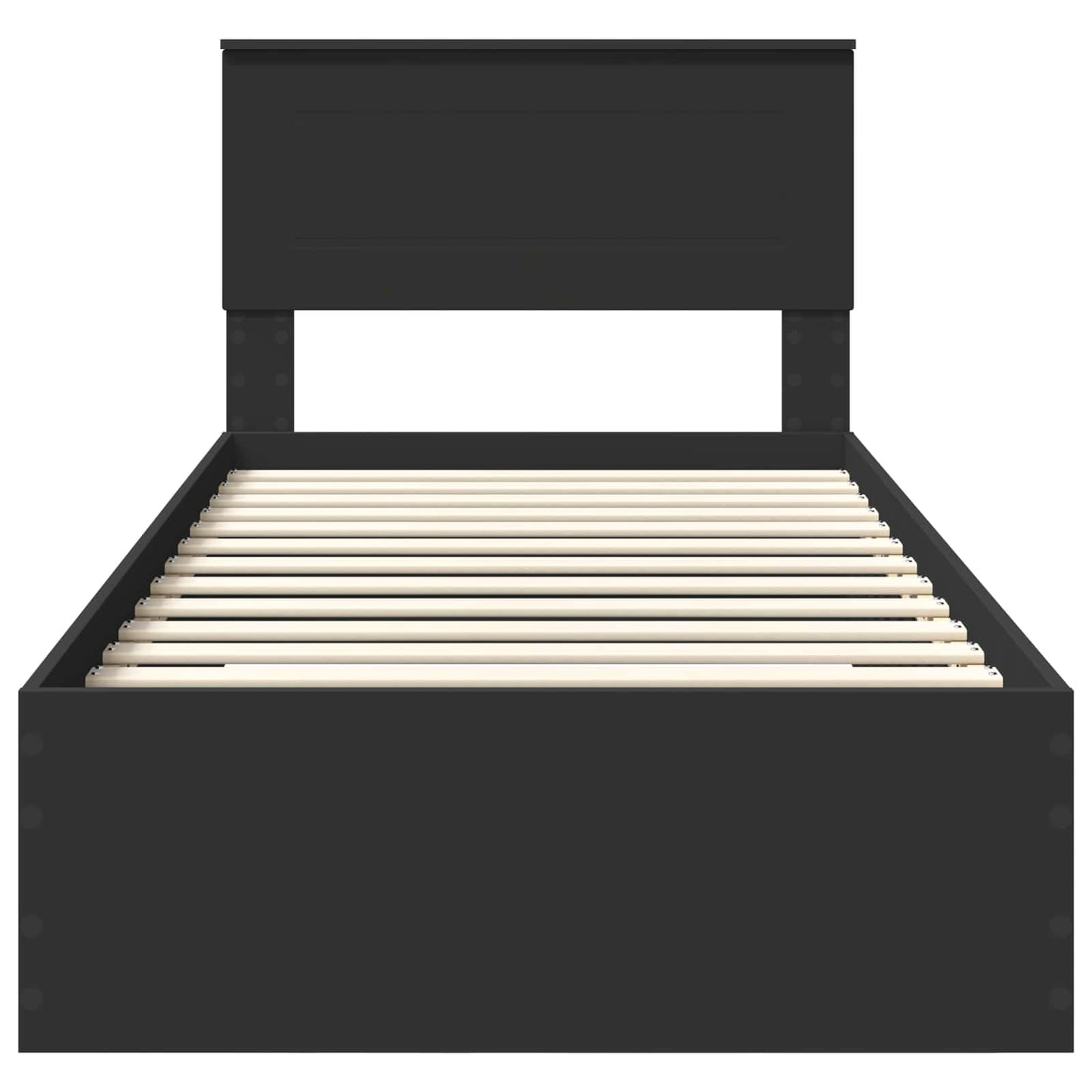 Bed Frame Black and Silver 75 x 190 cm Engineered Wood