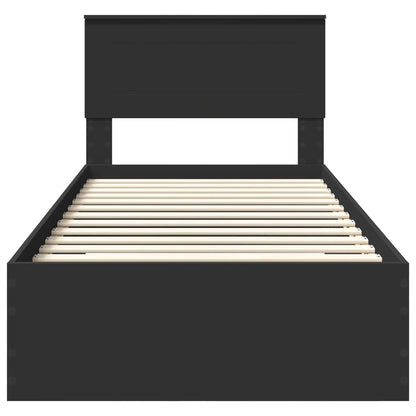 Bed Frame Black and Silver 75 x 190 cm Engineered Wood