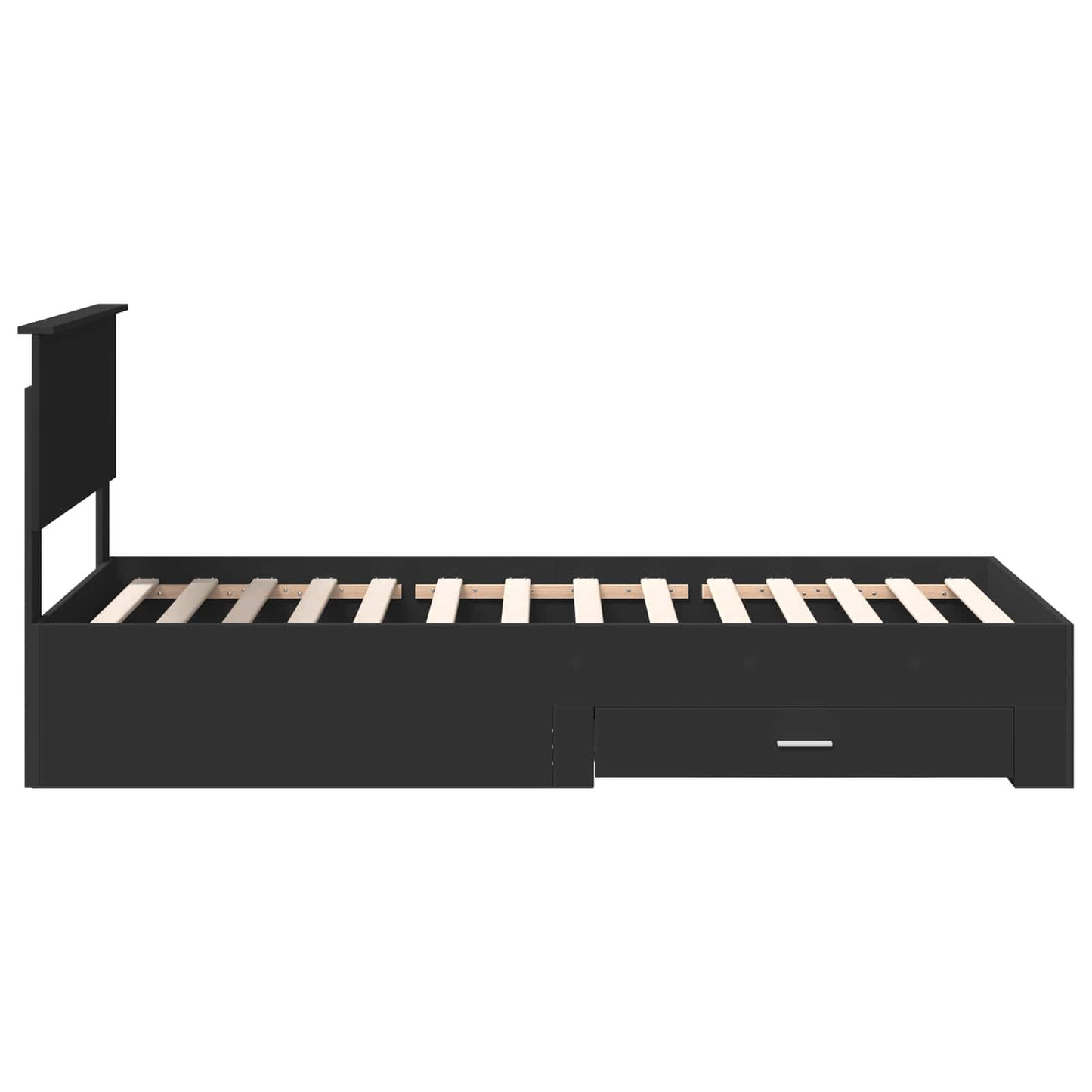 Bed Frame Black and Silver 75 x 190 cm Engineered Wood