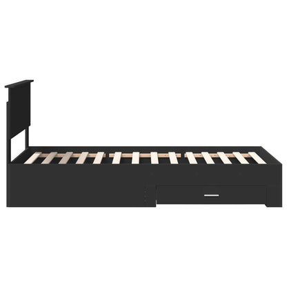 Bed Frame Black and Silver 75 x 190 cm Engineered Wood