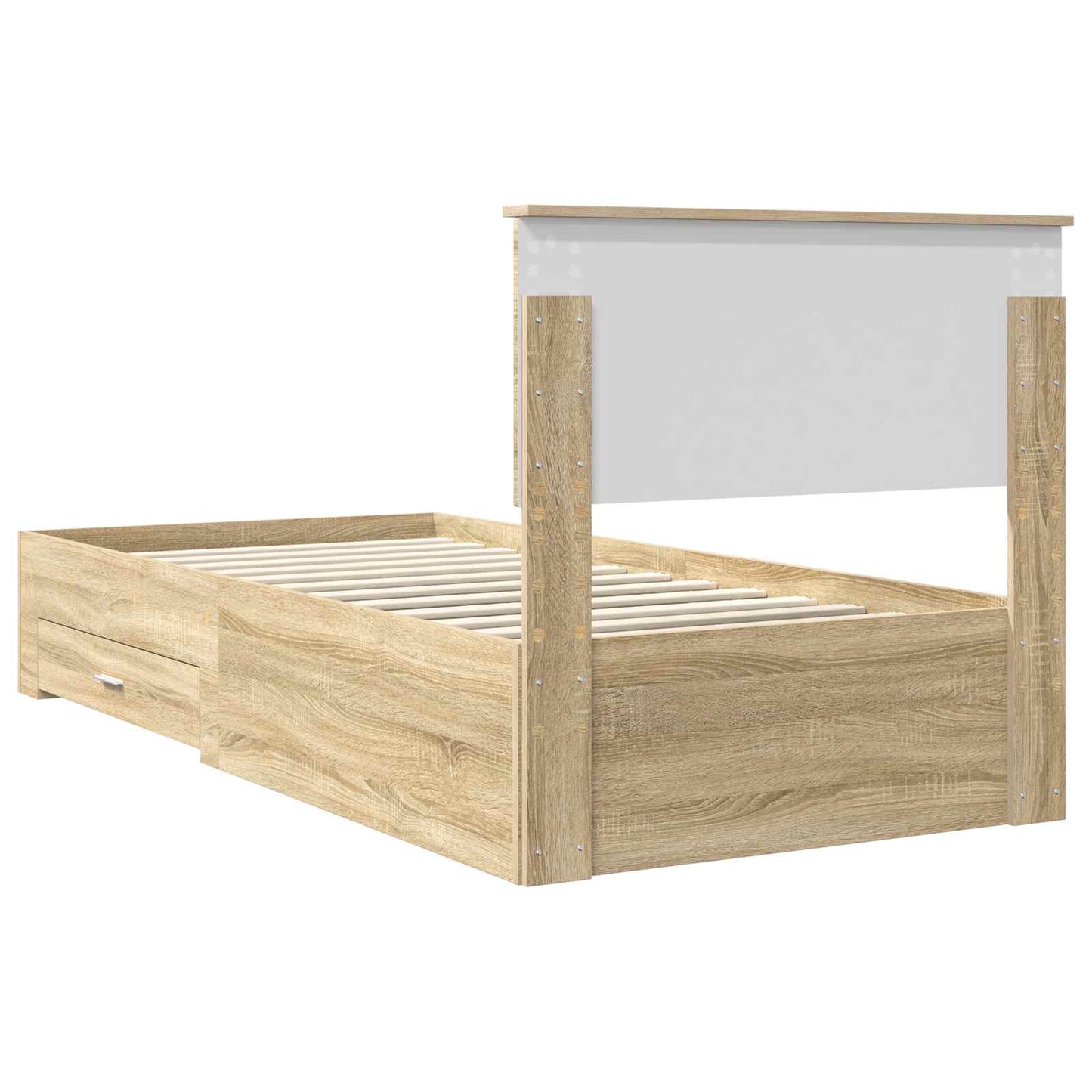 Bed Frame Sonoma Oak and Silver 75 x 190 cm Engineered Wood