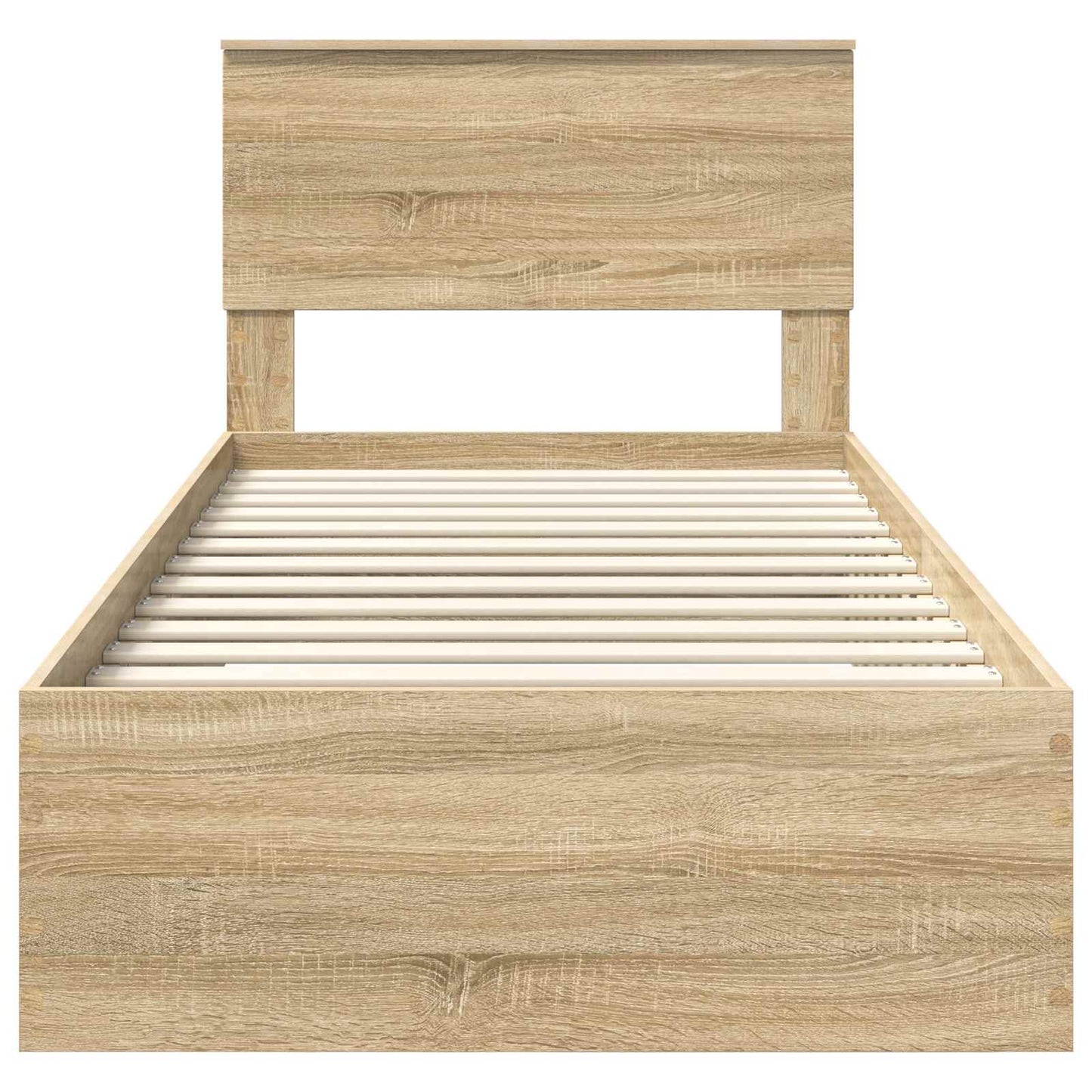 Bed Frame Sonoma Oak and Silver 75 x 190 cm Engineered Wood