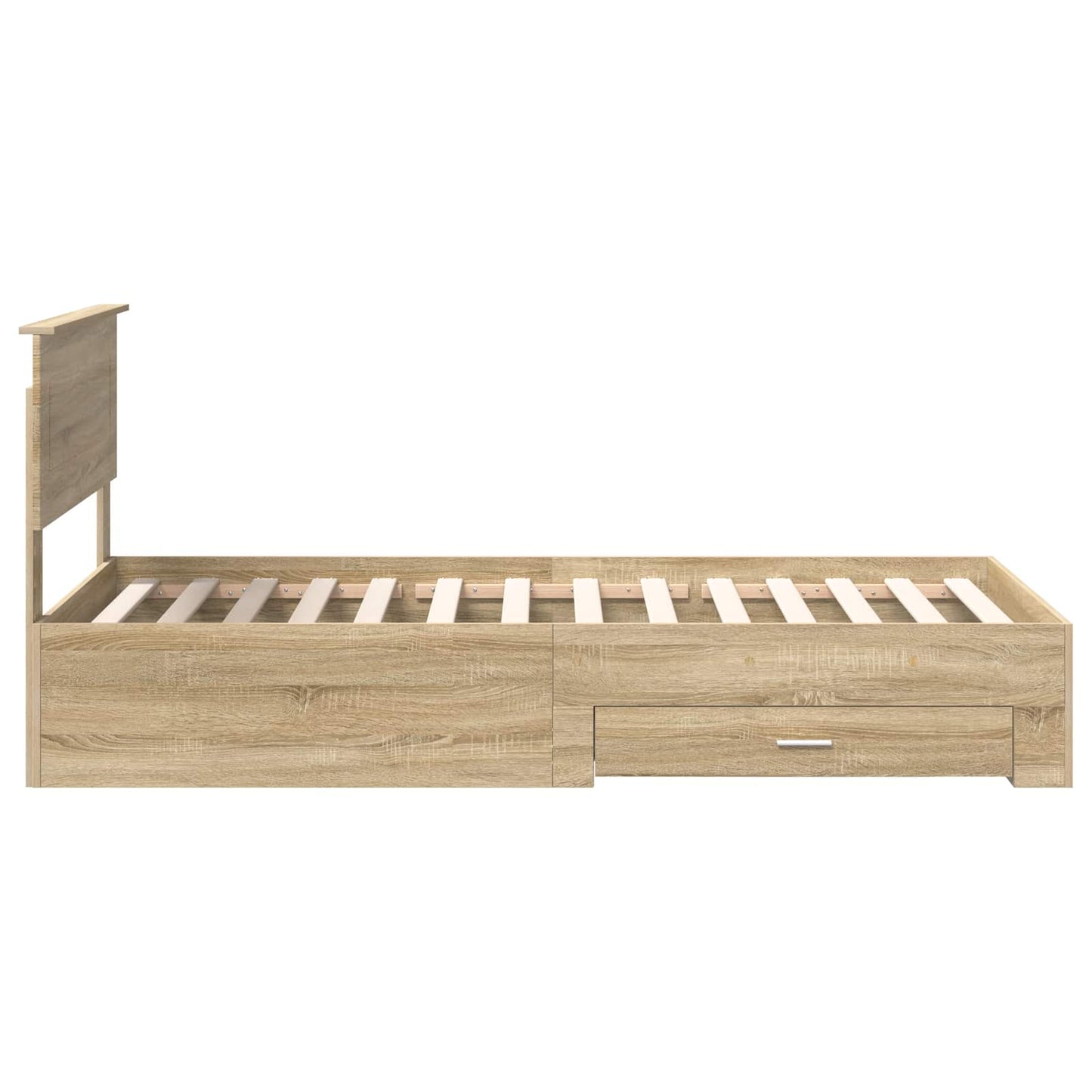 Bed Frame Sonoma Oak and Silver 75 x 190 cm Engineered Wood