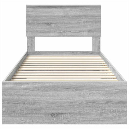 Bed Frame Grey Sonoma and Silver 75 x 190 cm Engineered Wood