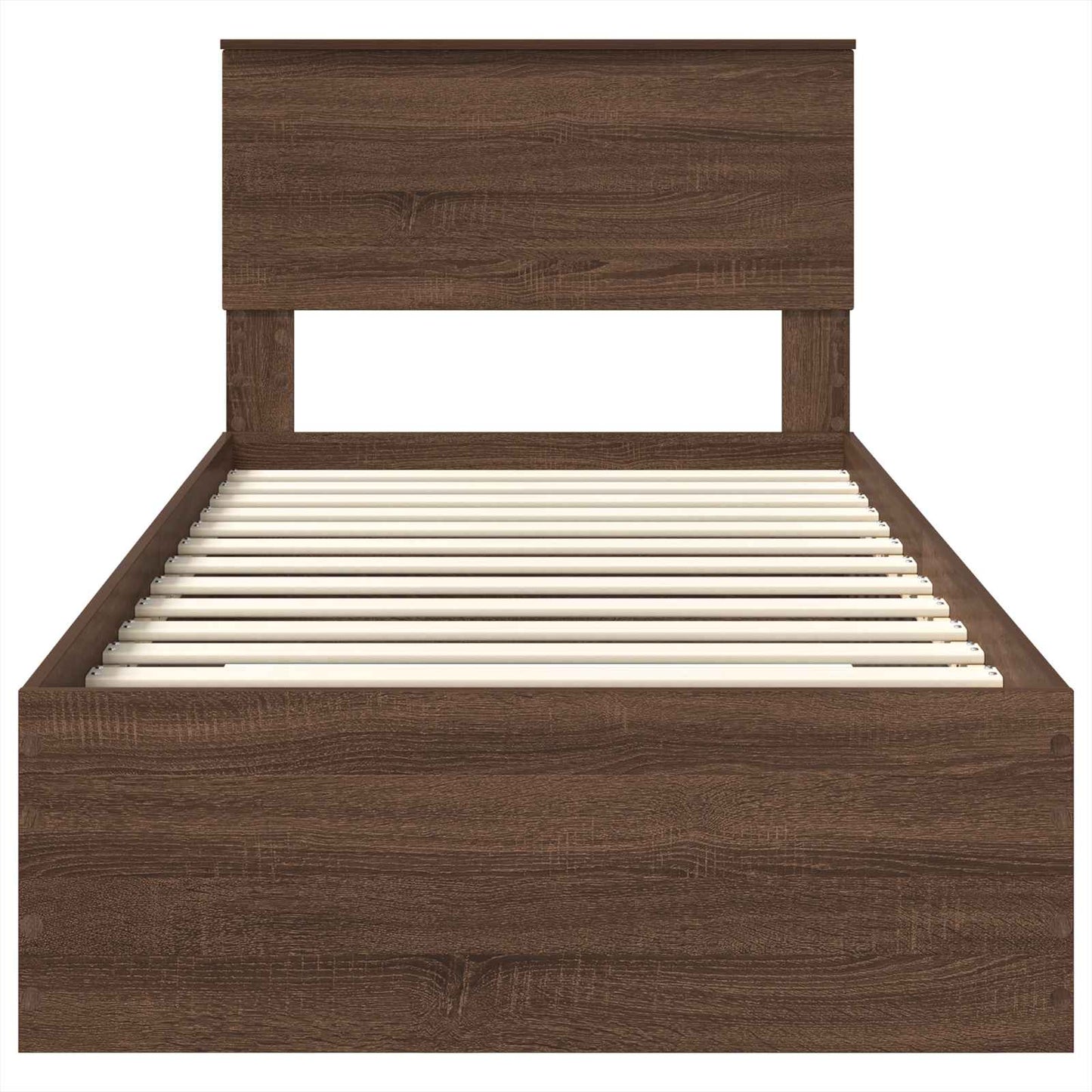 Bed Frame Brown Oak and Silver 75 x 190 cm Engineered Wood