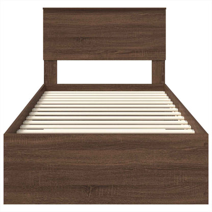 Bed Frame Brown Oak and Silver 75 x 190 cm Engineered Wood