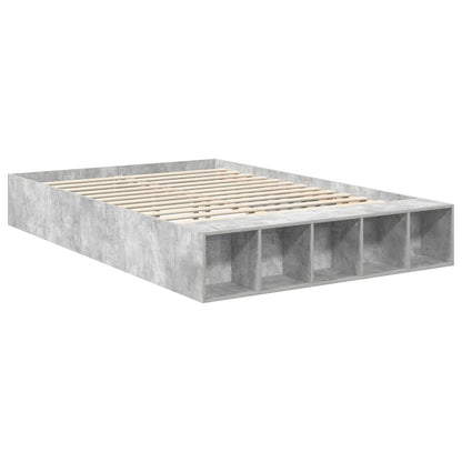 Bed Frame with Shelf Concrete Grey 160 x 200 cm Engineered Wood