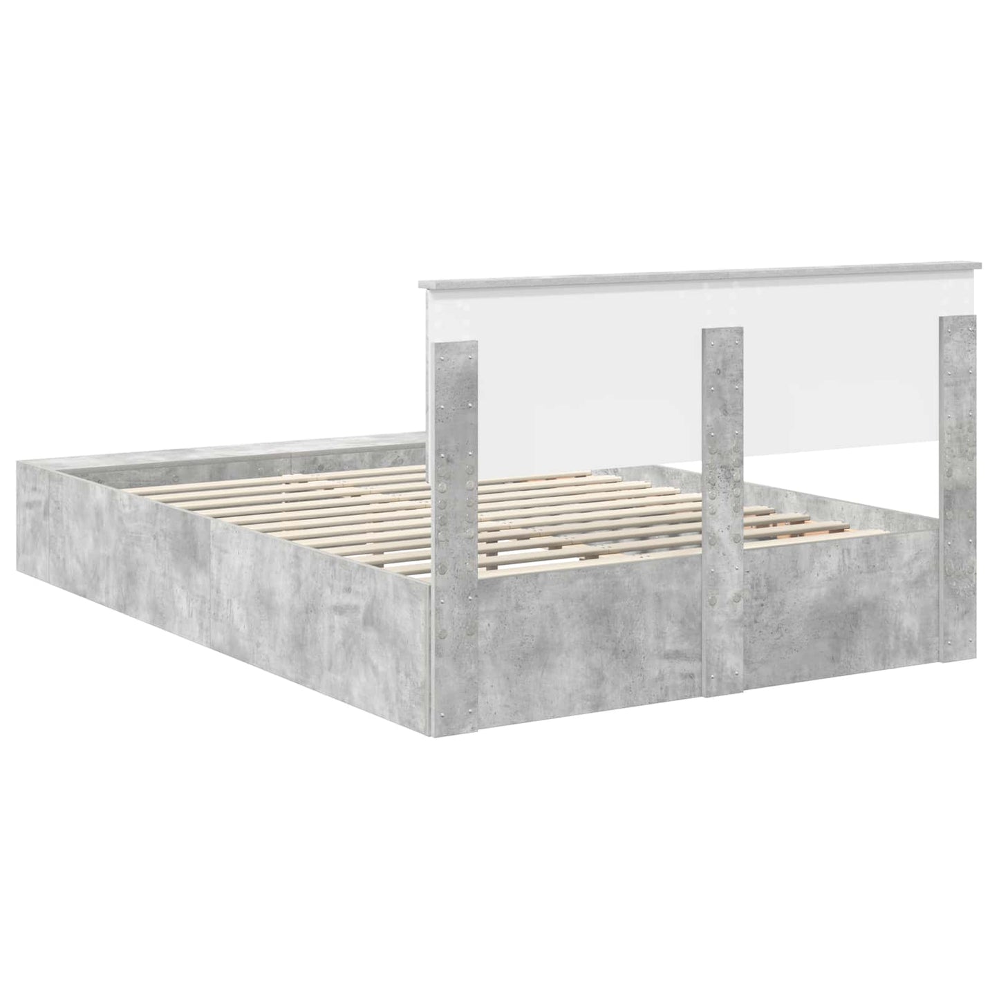 Bed Frame with Shelf Concrete Grey 160 x 200 cm Engineered Wood