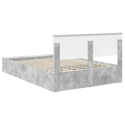 Bed Frame with Shelf Concrete Grey 160 x 200 cm Engineered Wood