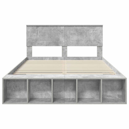 Bed Frame with Shelf Concrete Grey 160 x 200 cm Engineered Wood