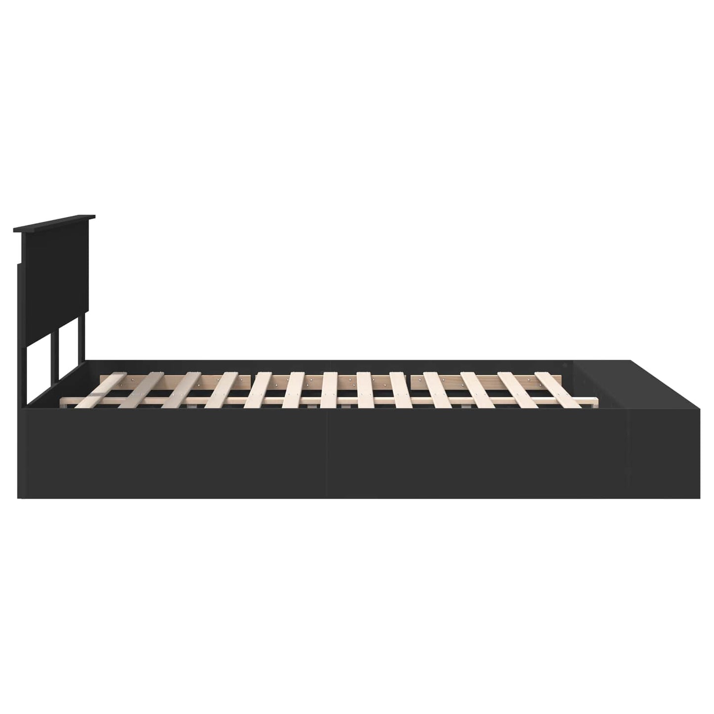 Bed Frame with Shelf Manual Black 150 x 200 cm Engineered Wood