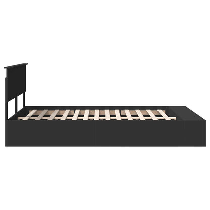 Bed Frame with Shelf Manual Black 150 x 200 cm Engineered Wood