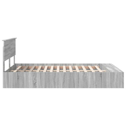 Bed Frame with Shelf Grey Sonoma 150 x 200 cm Engineered Wood