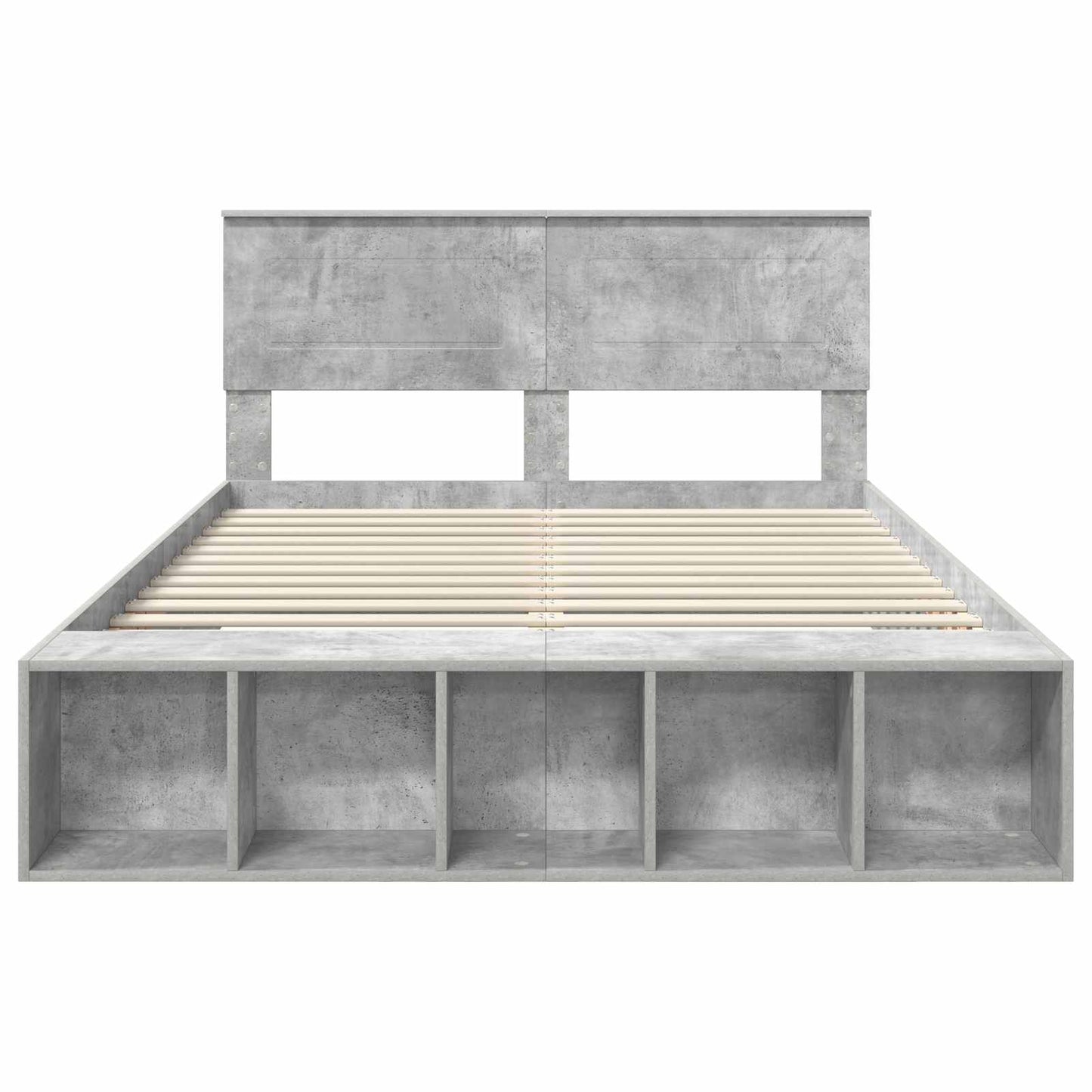 Bed Frame with Shelf Concrete Grey 140 x 190 cm Engineered Wood