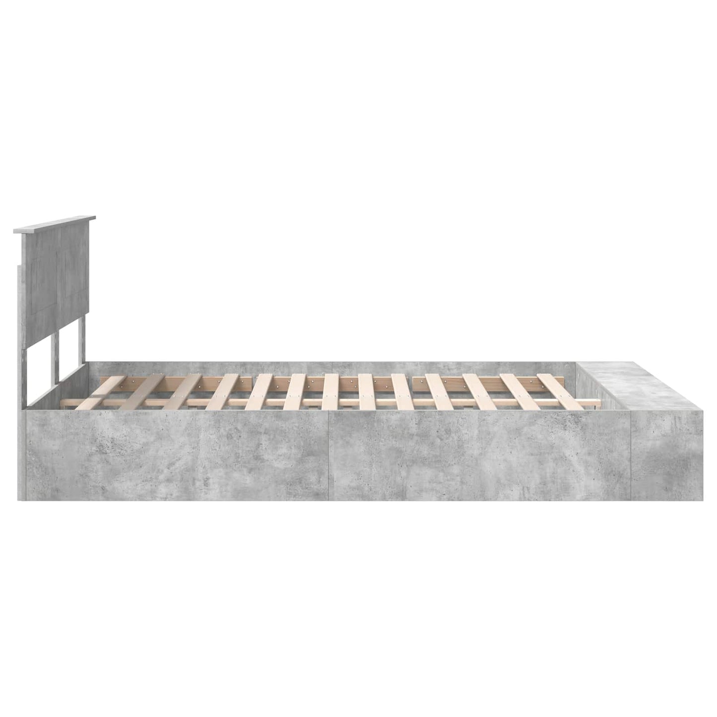 Bed Frame with Shelf Concrete Grey 140 x 190 cm Engineered Wood