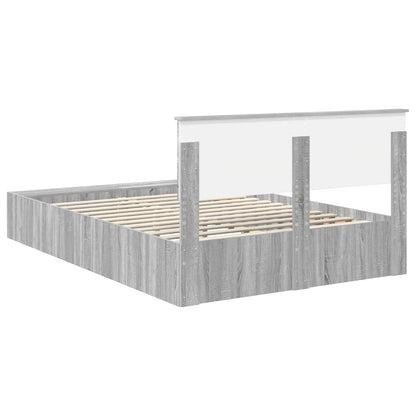 Bed Frame with Shelf Grey Sonoma 140 x 190 cm Engineered Wood