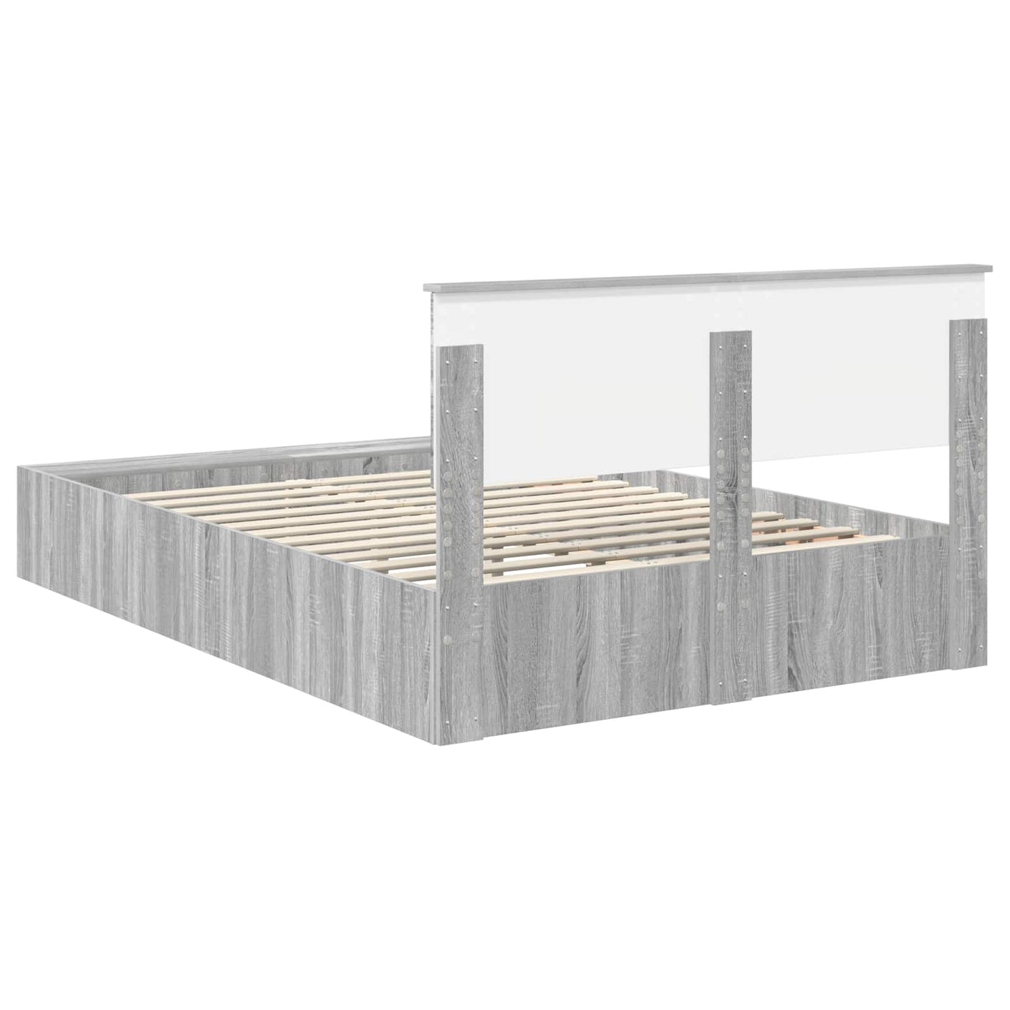 Bed Frame with Shelf Grey Sonoma 140 x 200 cm Engineered Wood