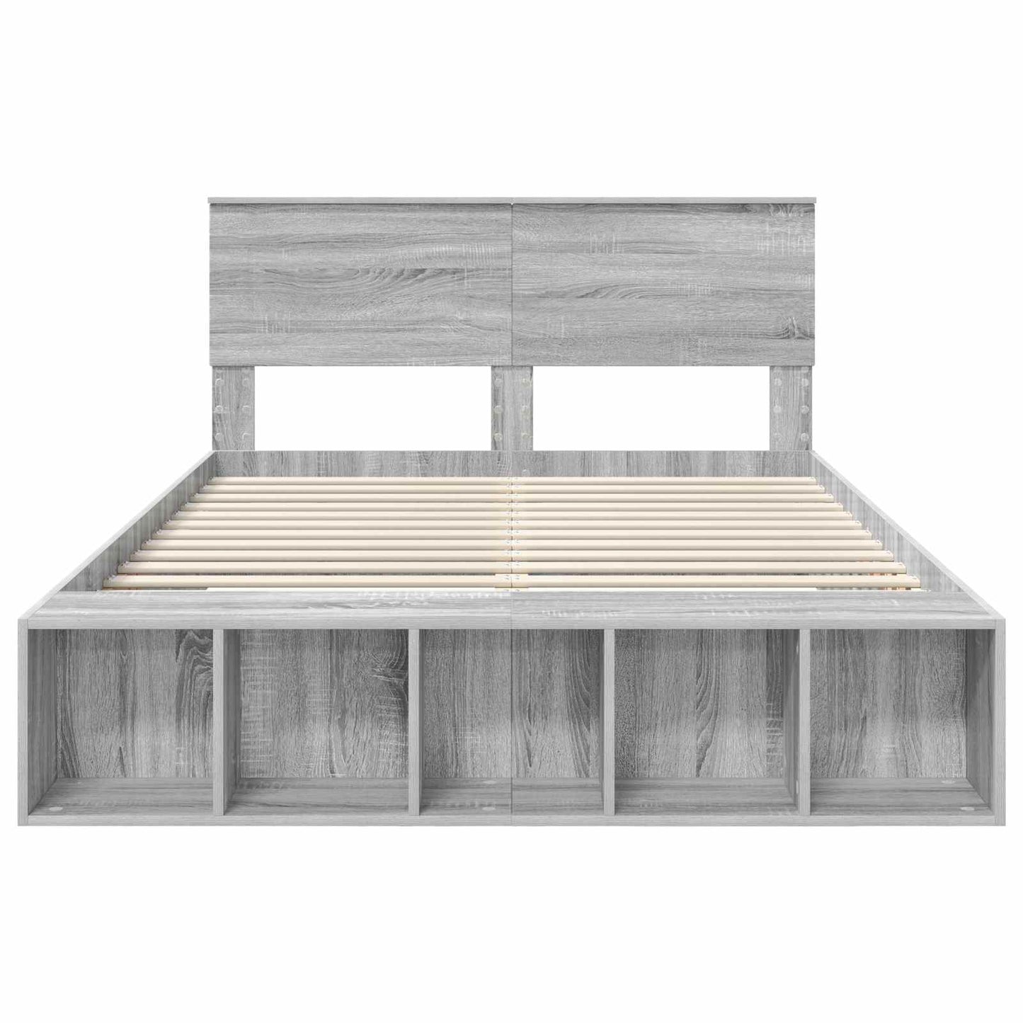 Bed Frame with Shelf Grey Sonoma 140 x 200 cm Engineered Wood