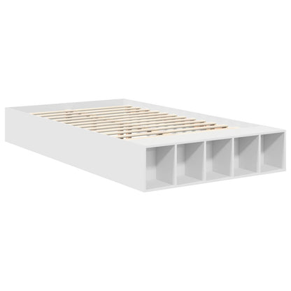Bed Frame with Shelf Manual White 135 x 190 cm Engineered Wood