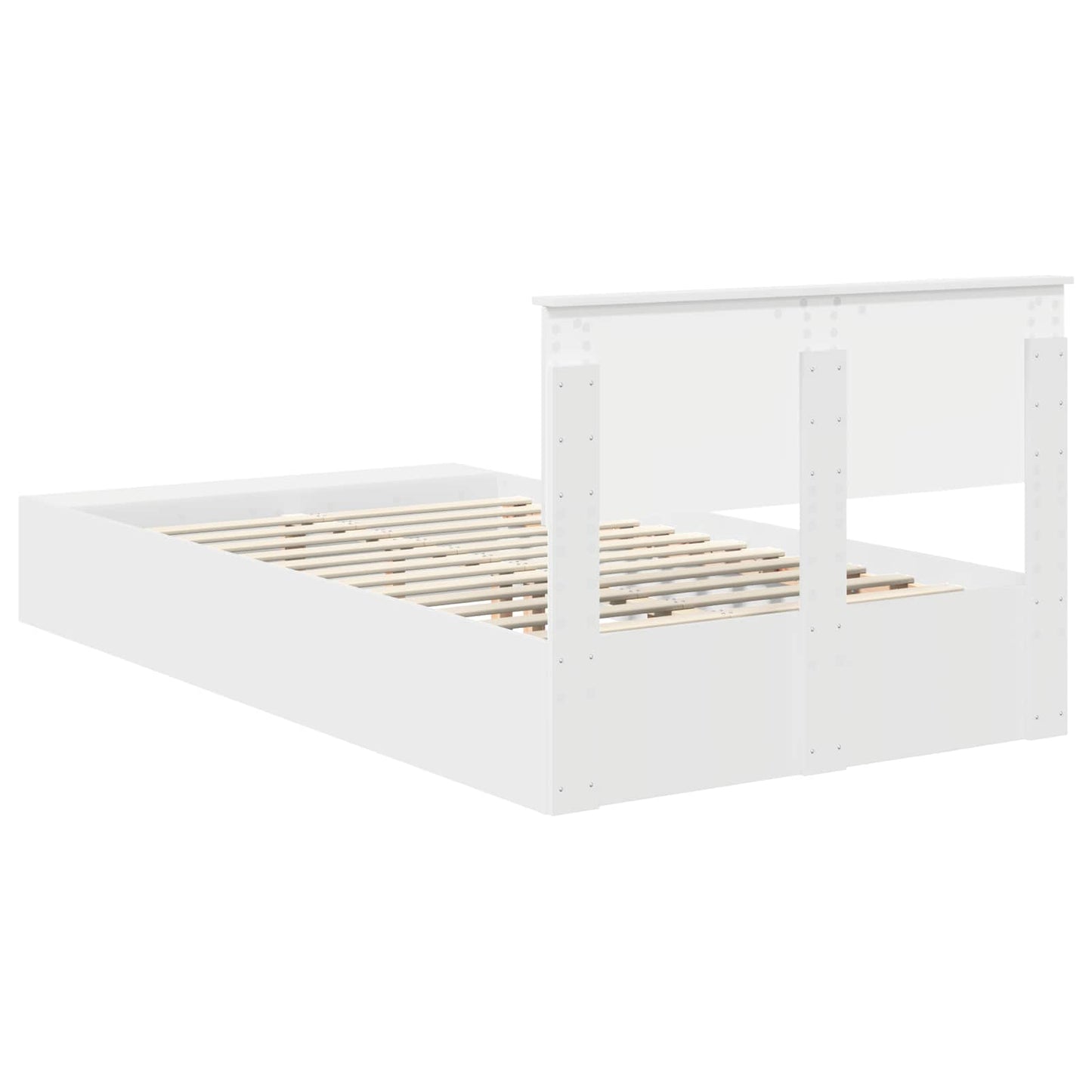 Bed Frame with Shelf Manual White 135 x 190 cm Engineered Wood