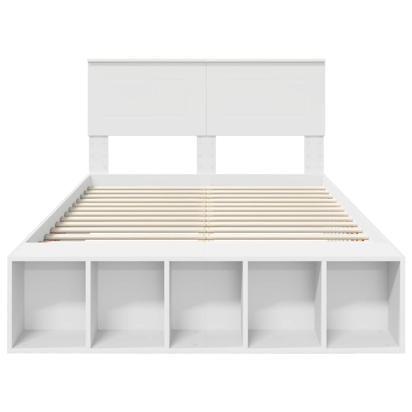 Bed Frame with Shelf Manual White 135 x 190 cm Engineered Wood
