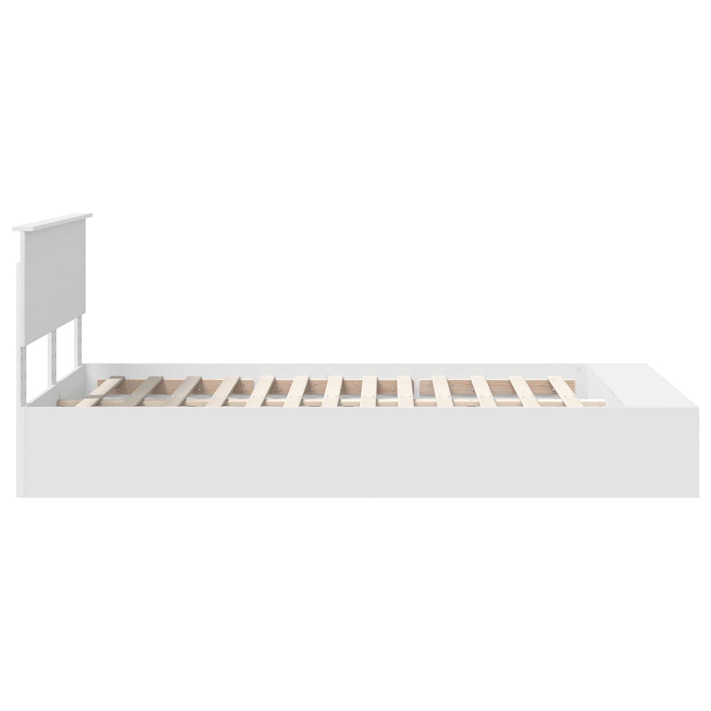 Bed Frame with Shelf Manual White 135 x 190 cm Engineered Wood