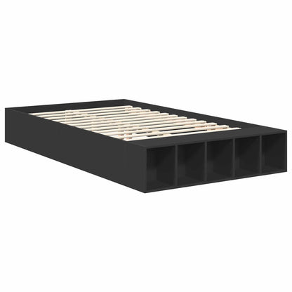 Bed Frame with Shelf Manual Black 135 x 190 cm Engineered Wood