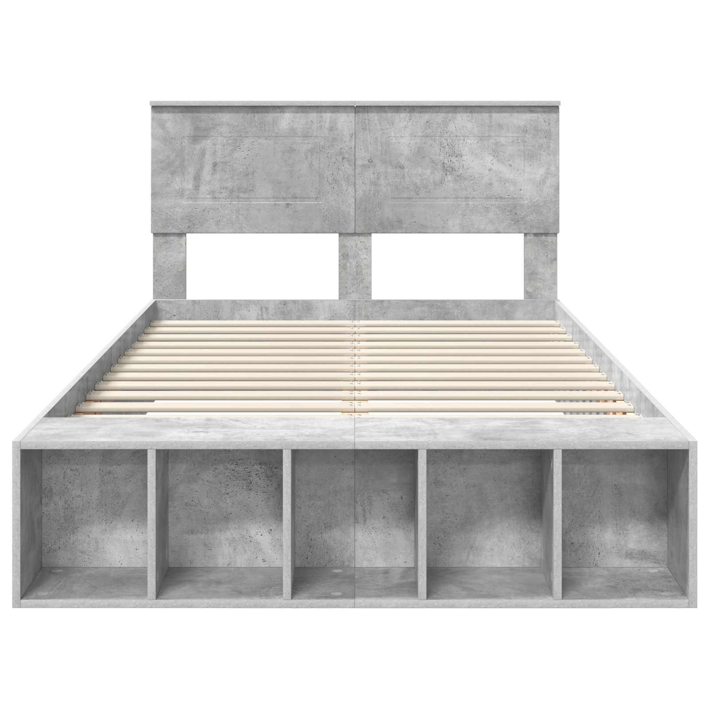 Bed Frame with Shelf Concrete Grey 135 x 190 cm Engineered Wood