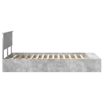 Bed Frame with Shelf Concrete Grey 135 x 190 cm Engineered Wood