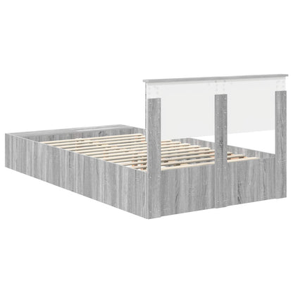 Bed Frame with Shelf Grey Sonoma 135 x 190 cm Engineered Wood