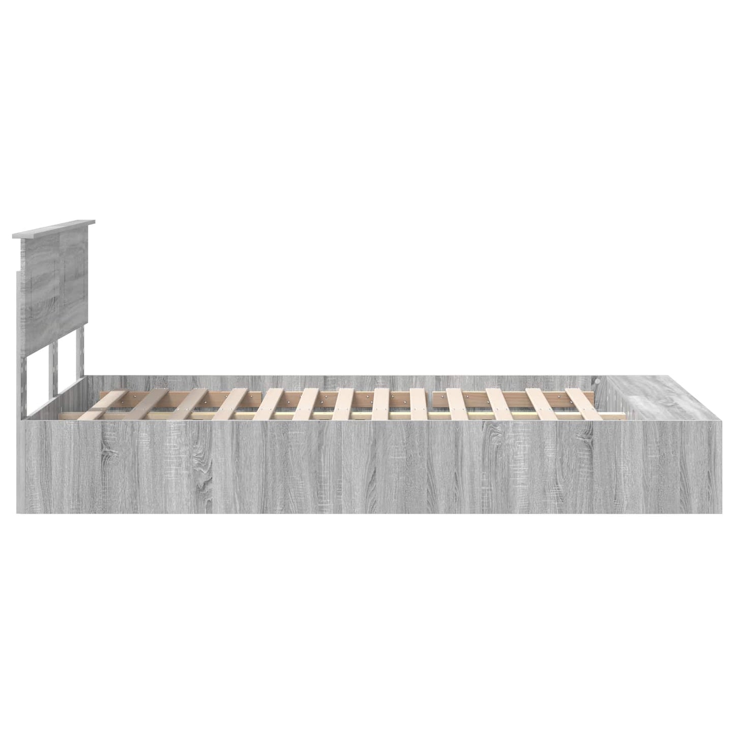 Bed Frame with Shelf Grey Sonoma 135 x 190 cm Engineered Wood
