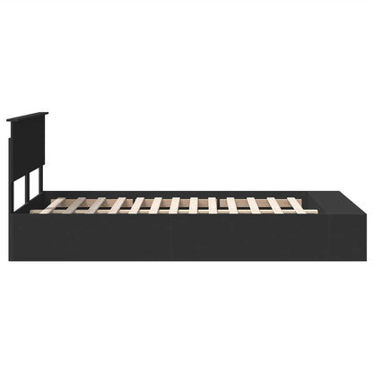 Bed Frame with Shelf Manual Black 120 x 190 cm Engineered Wood
