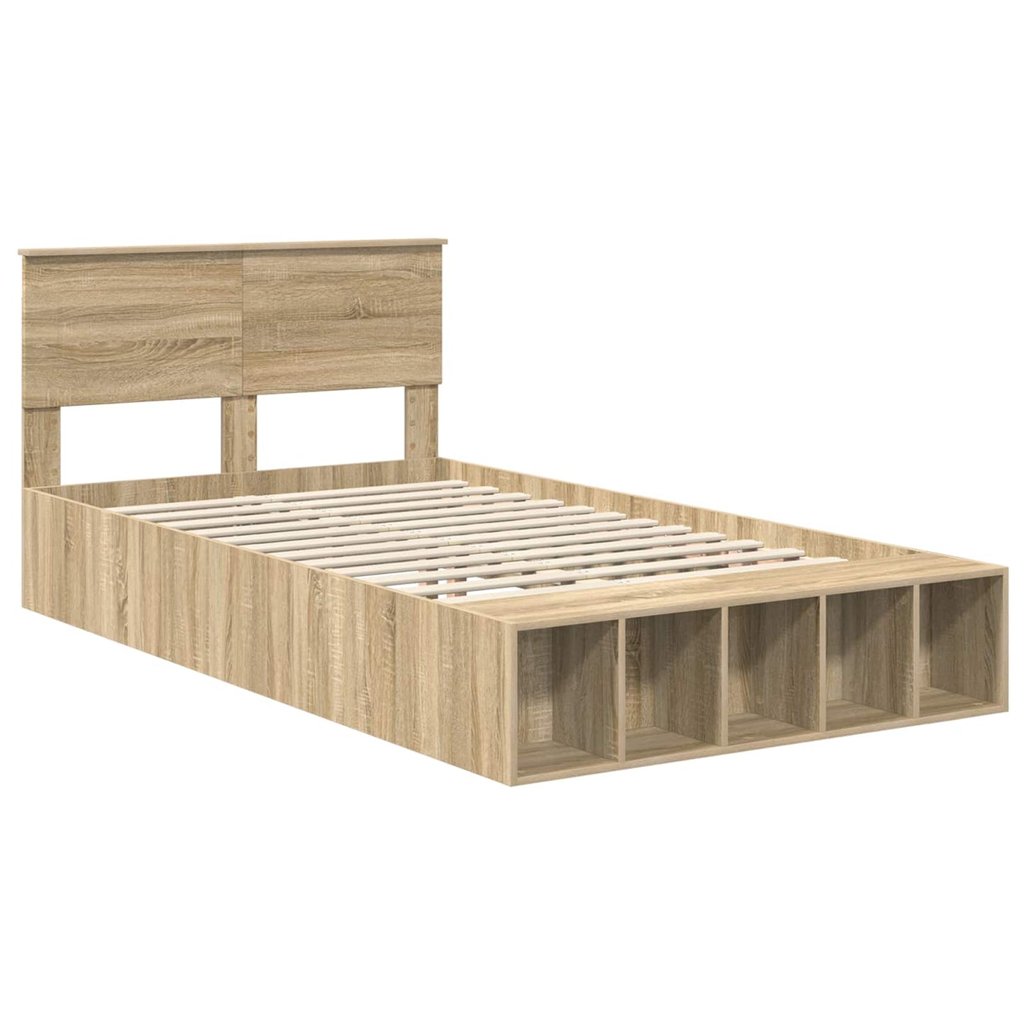 Bed Frame with Shelf Sonoma Oak 120 x 200 cm Engineered Wood