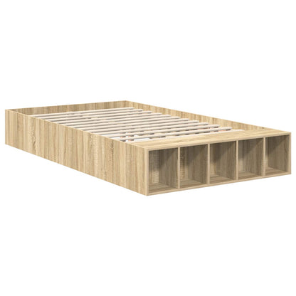 Bed Frame with Shelf Sonoma Oak 120 x 200 cm Engineered Wood