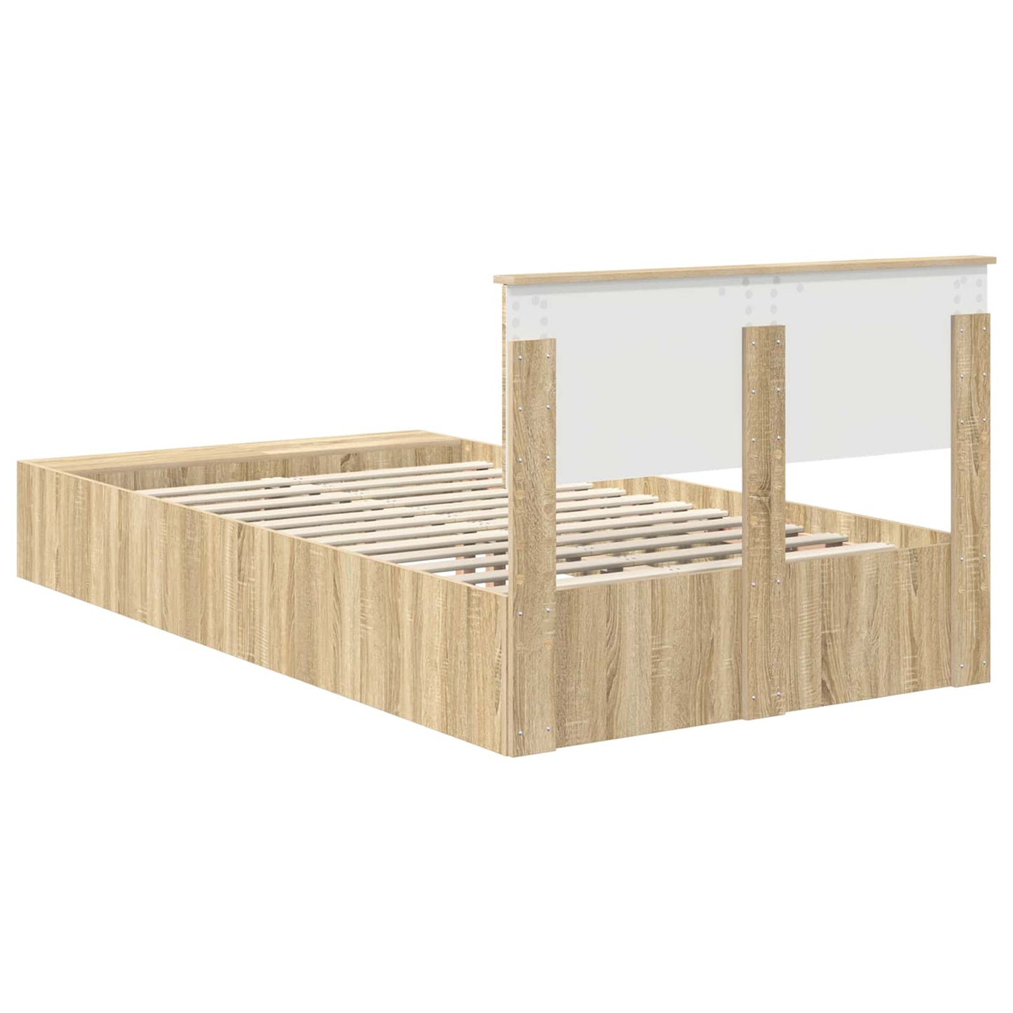 Bed Frame with Shelf Sonoma Oak 120 x 200 cm Engineered Wood